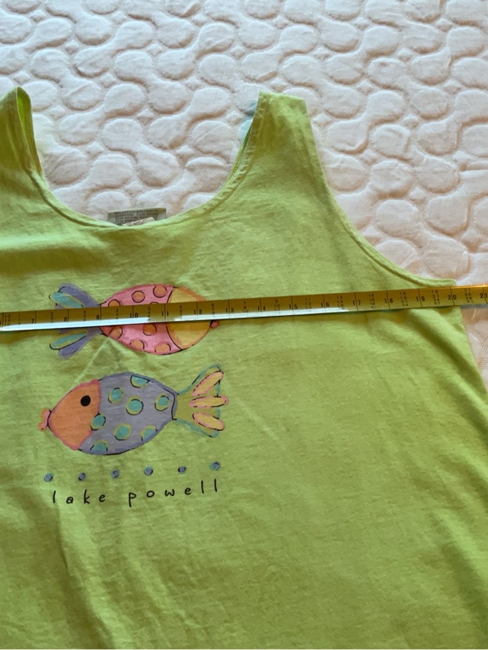Fresh Lime Green Fish Graphic Tank Swim coverup. Pockets!